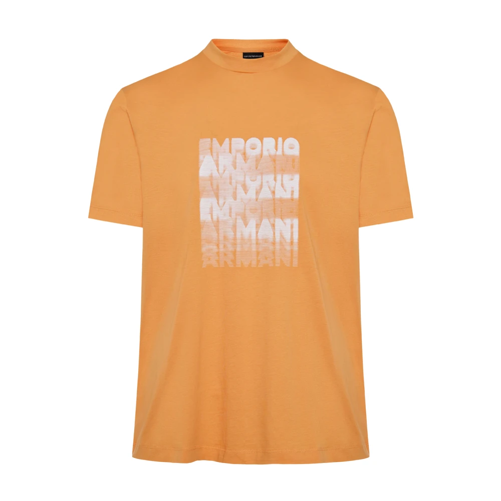 Emporio Armani Katoenen T-shirt Heren Trendy Model Orange Heren
