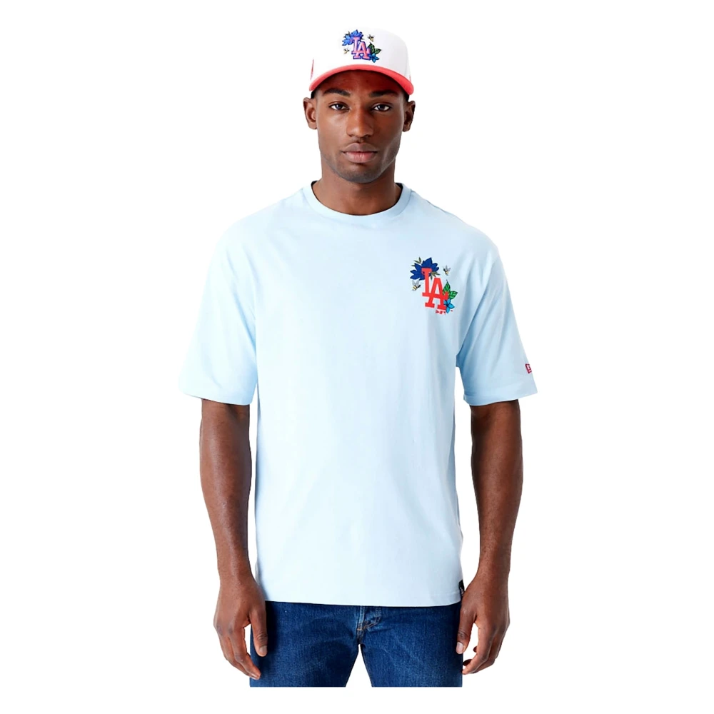 new era Dodgers MLB Bloemen Grafisch Shirt Blue Heren