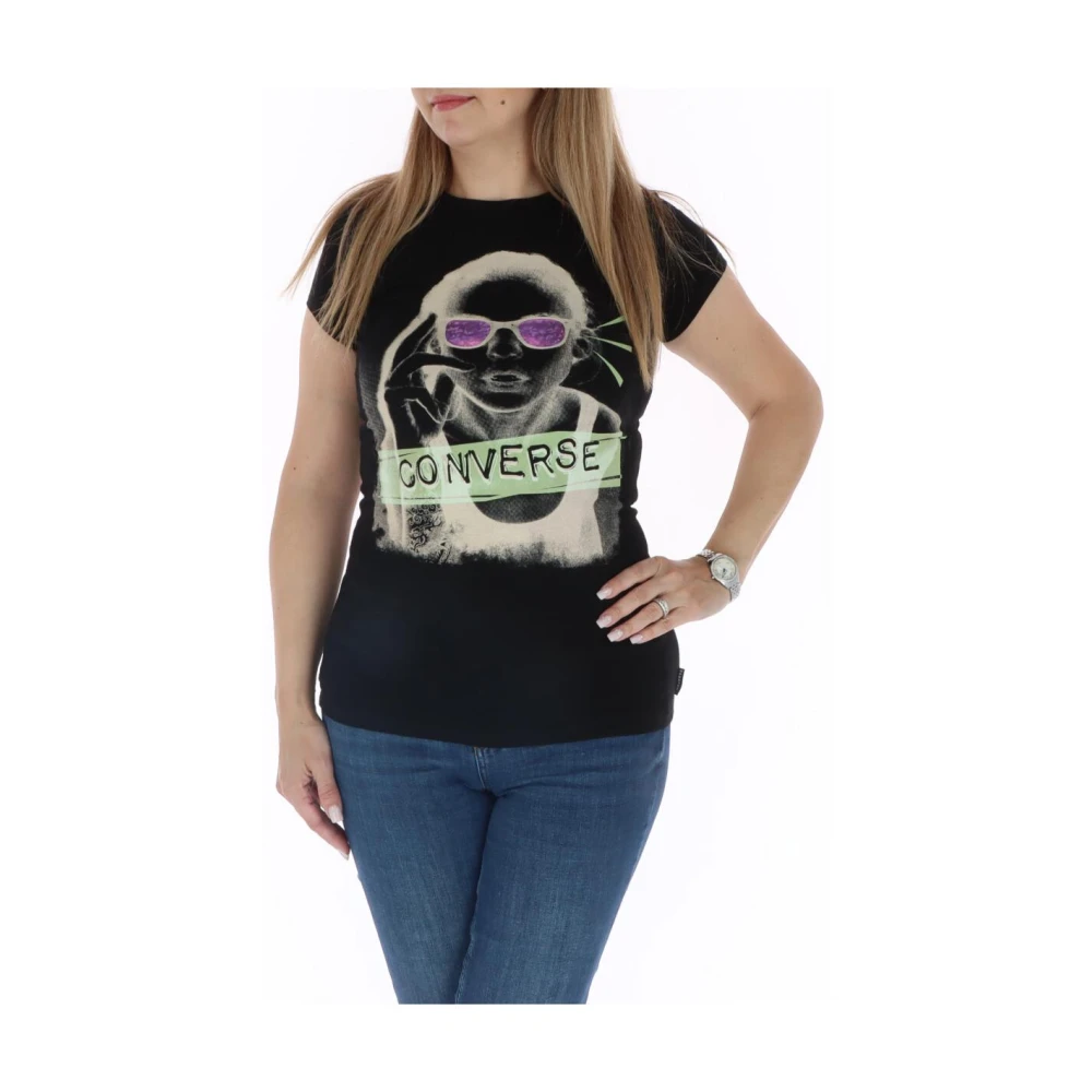 Converse Zwart Bedrukt Mouwloos T-shirt Black Dames