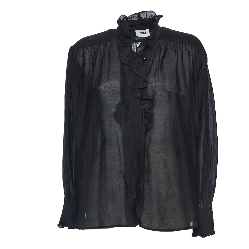 Isabel marant Elegante Zwarte Katoenen Voile Top Black Dames