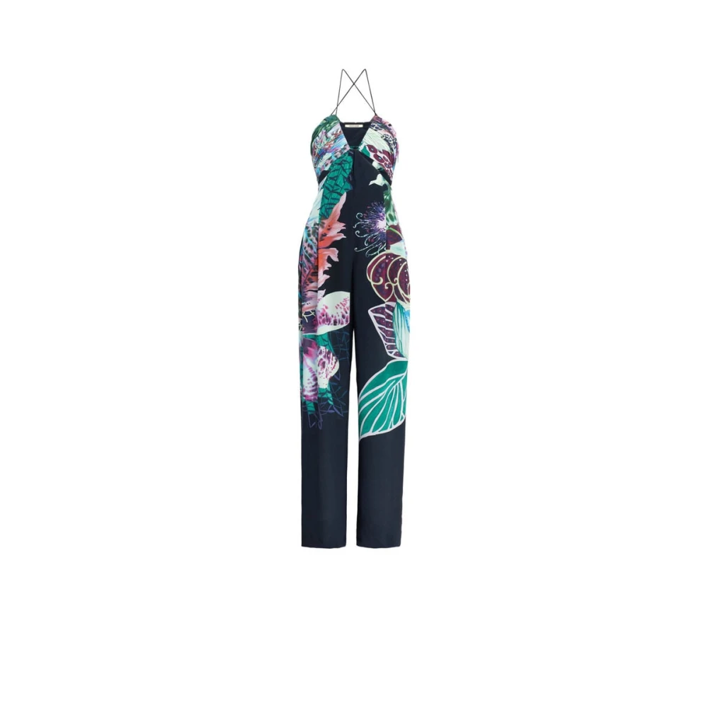 Roberto Cavalli Blue Floral Silk Jumpsuit - Female - Jumpsuits - Xl - Jumpsuits & Playsuits