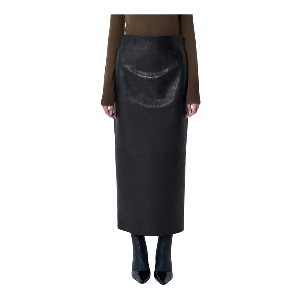 Khaite Black Leather Skirts, Female, Xs, Loxley Leather Skirt