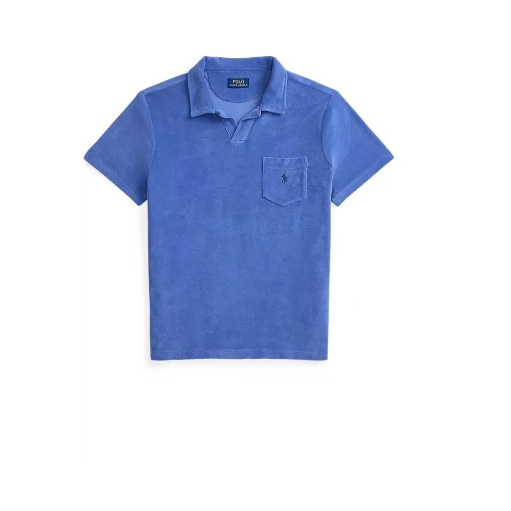 Polo Ralph Lauren Men's Blue Polo Shirts, M, Light Cotton Terry Polo
