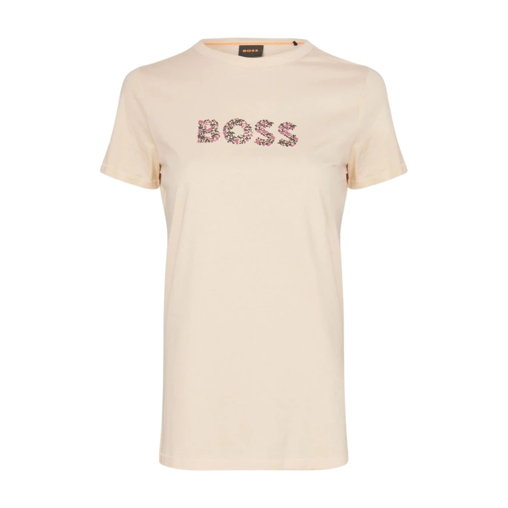 Hugo Boss Dames Logo Print T-Shirt Beige Dames