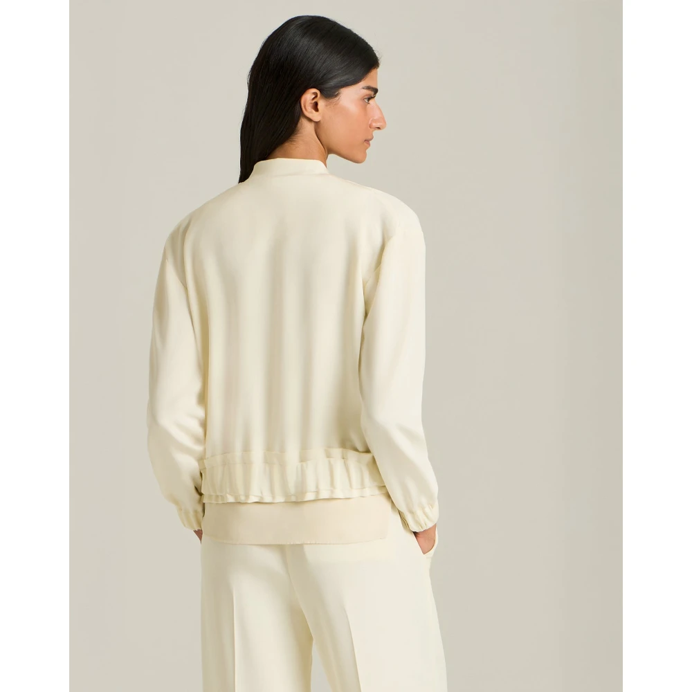 Kiton Zijden Bomberjack White Dames