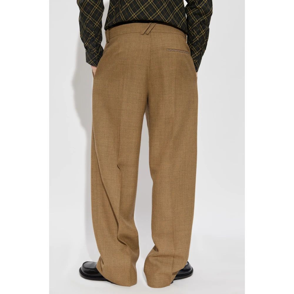 Burberry Wollen broek met vouw Brown Heren