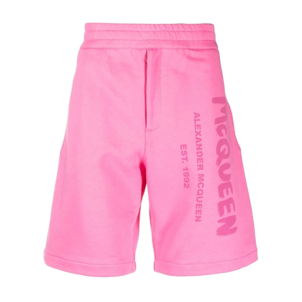 Alexander mcqueen Roze Logo-Print Katoenen Shorts Pink Heren