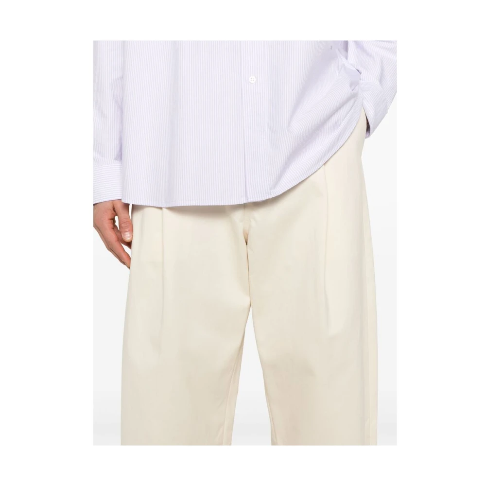 Studio Nicholson Ecru Broek met Riem en Zakken Beige Heren