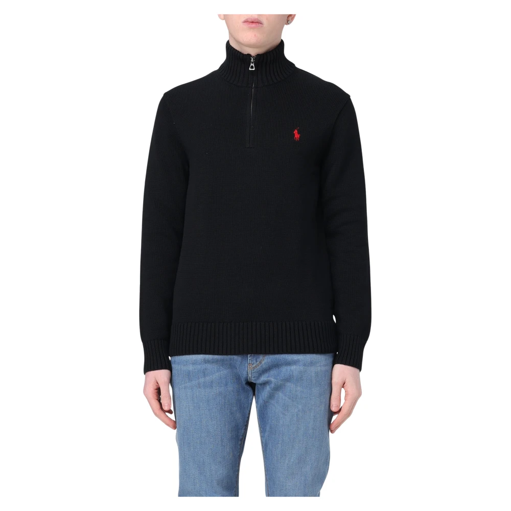 Polo Ralph Lauren Svart Funnel Neck Half-Zip Sweater