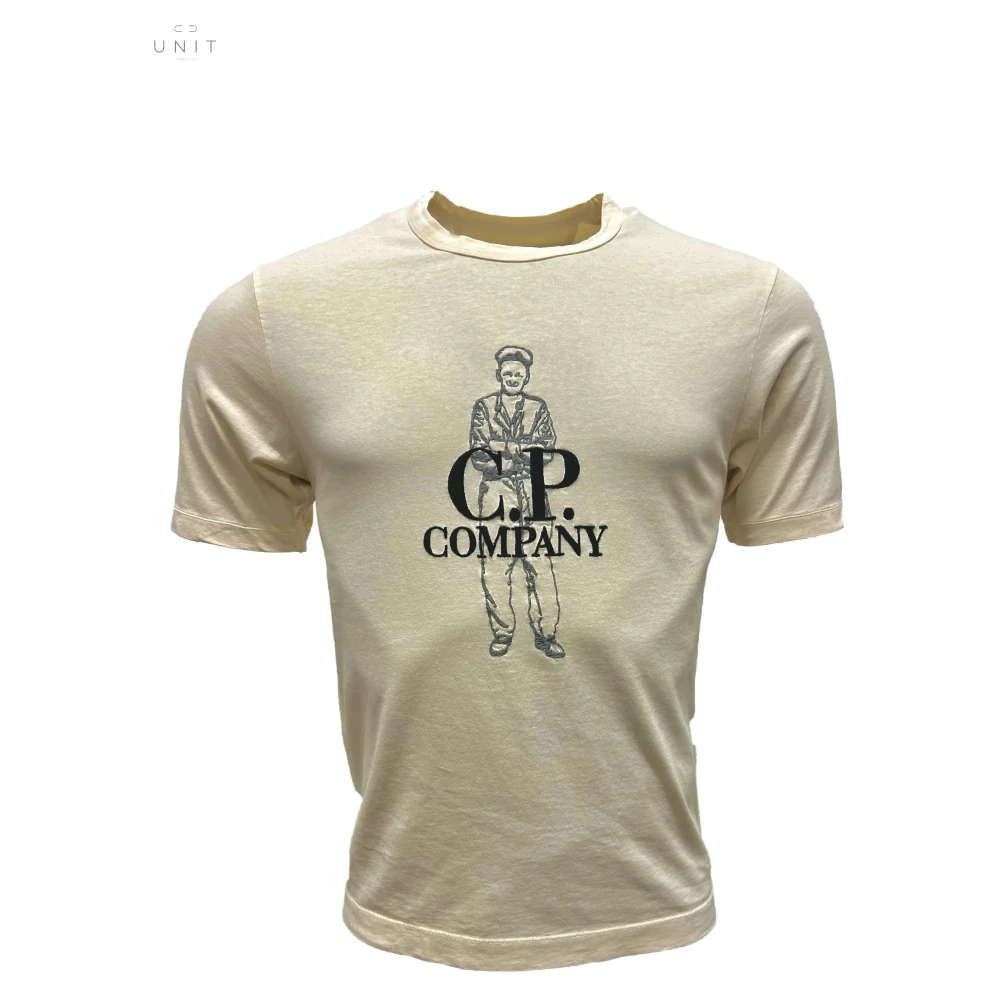 C.P. Company Sailor Logo T-Shirt Pistachio Shell Jersey Beige Heren