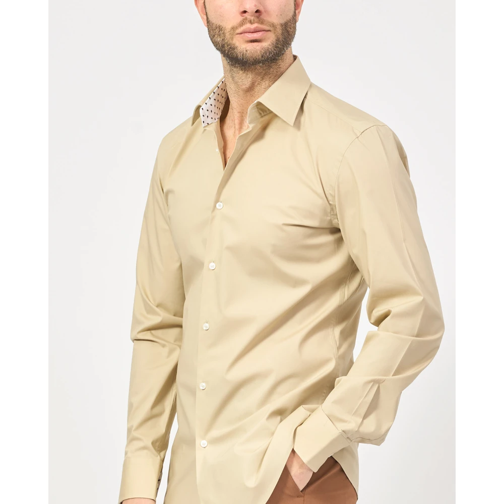 Hugo Boss Slim Fit Overhemd Lange Mouw Beige Heren