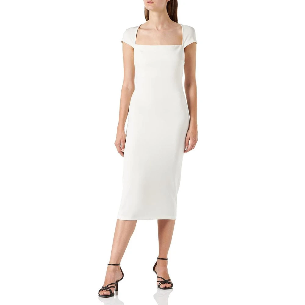 Pinko Soepel neopreen jurk met vierkante halslijn White Dames