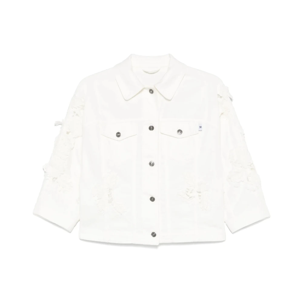 Ermanno Scervino Witte Kant Detail Jas Lange Mouwen White Dames
