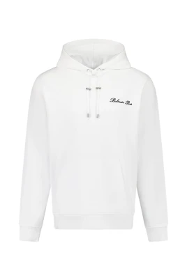 Vit Broderad Huva Sweatshirt