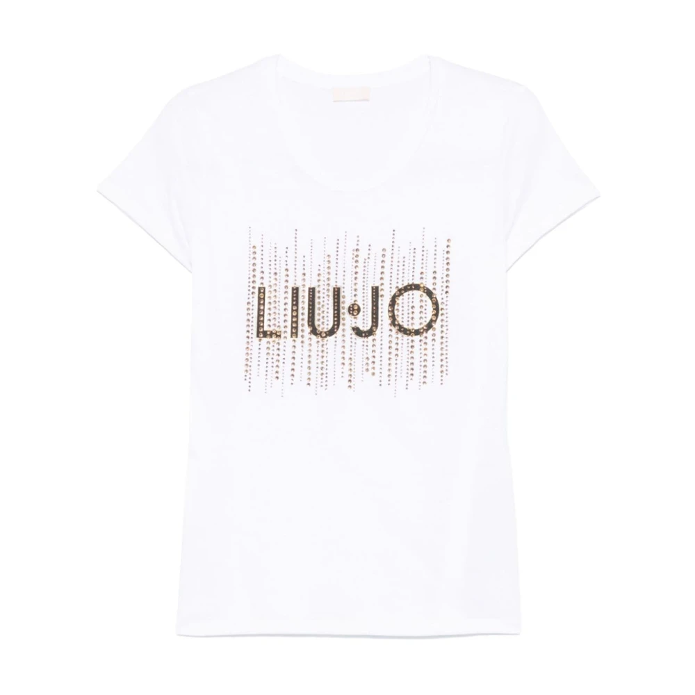 Liu Jo T-shirt met strass en ronde hals White Dames