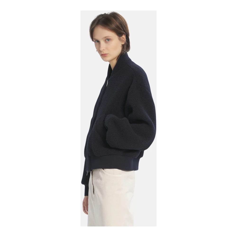 Barena Venezia Geribbelde wollen bomberjack met rits Blue Dames