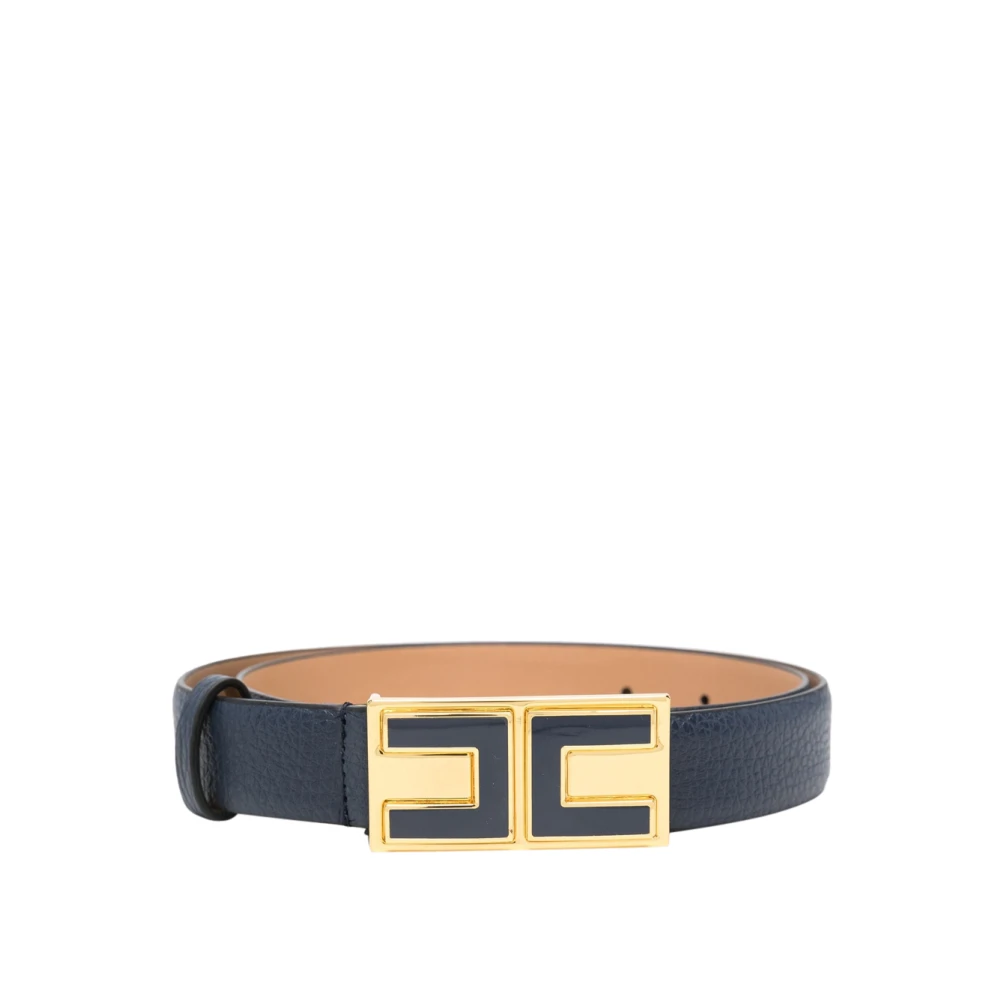 Elisabetta Franchi Navy Blauw Leren Riem Blue Dames