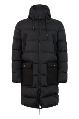 Lång vadderad jacka med huva