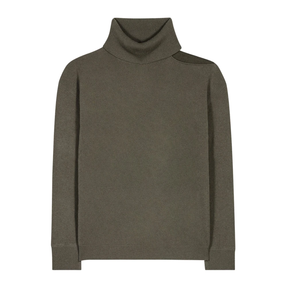 Luisa Cerano Women's Green Turtlenecks, M, Cashmere Mix Cut-Out Jumper