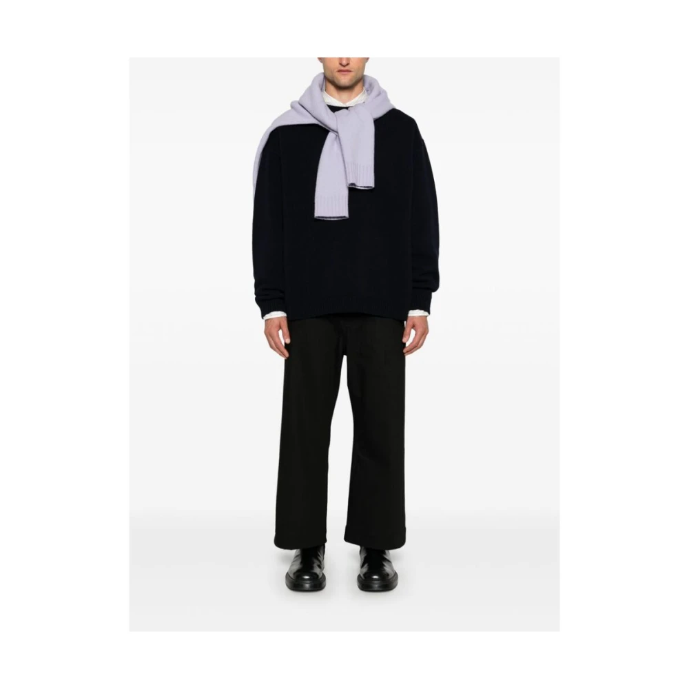 Studio Nicholson Zwarte Denim Wide Leg Jeans Black Heren