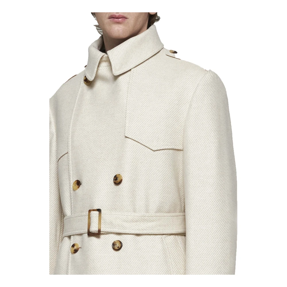 BRUNELLO CUCINELLI Beige Wolmix Trenchcoat Beige Heren