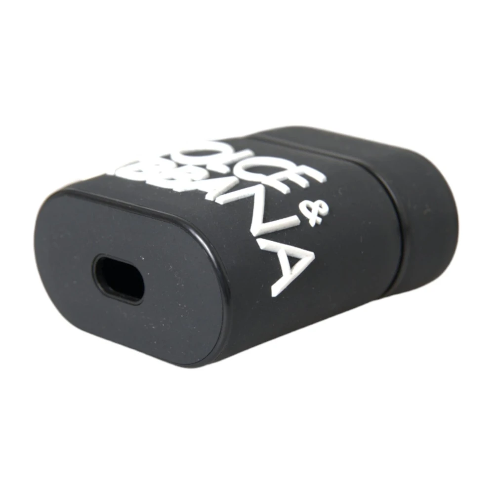 Dolce & Gabbana Geëtst Logo Siliconen Airpods Hoesje Black Dames