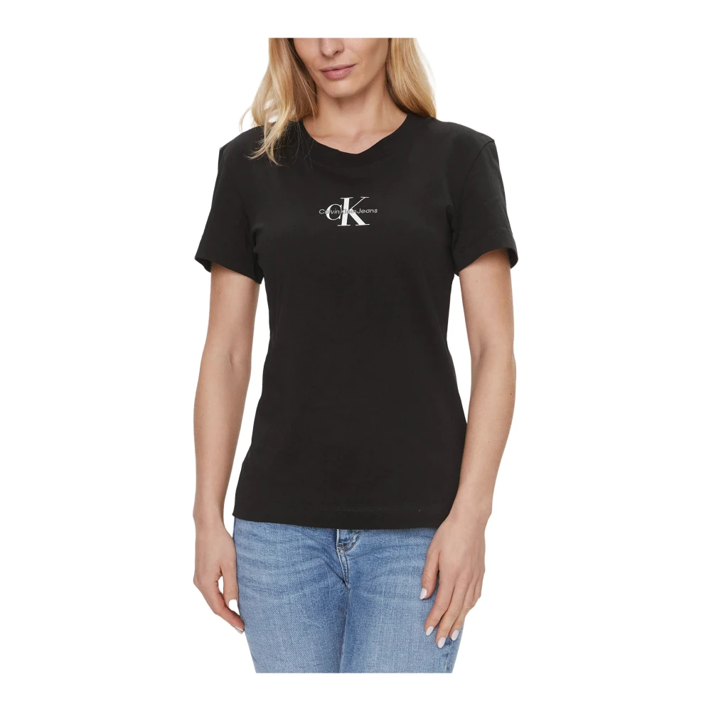 Calvin Klein Jeans Zwart Bedrukt Katoenen T-shirt Black Dames