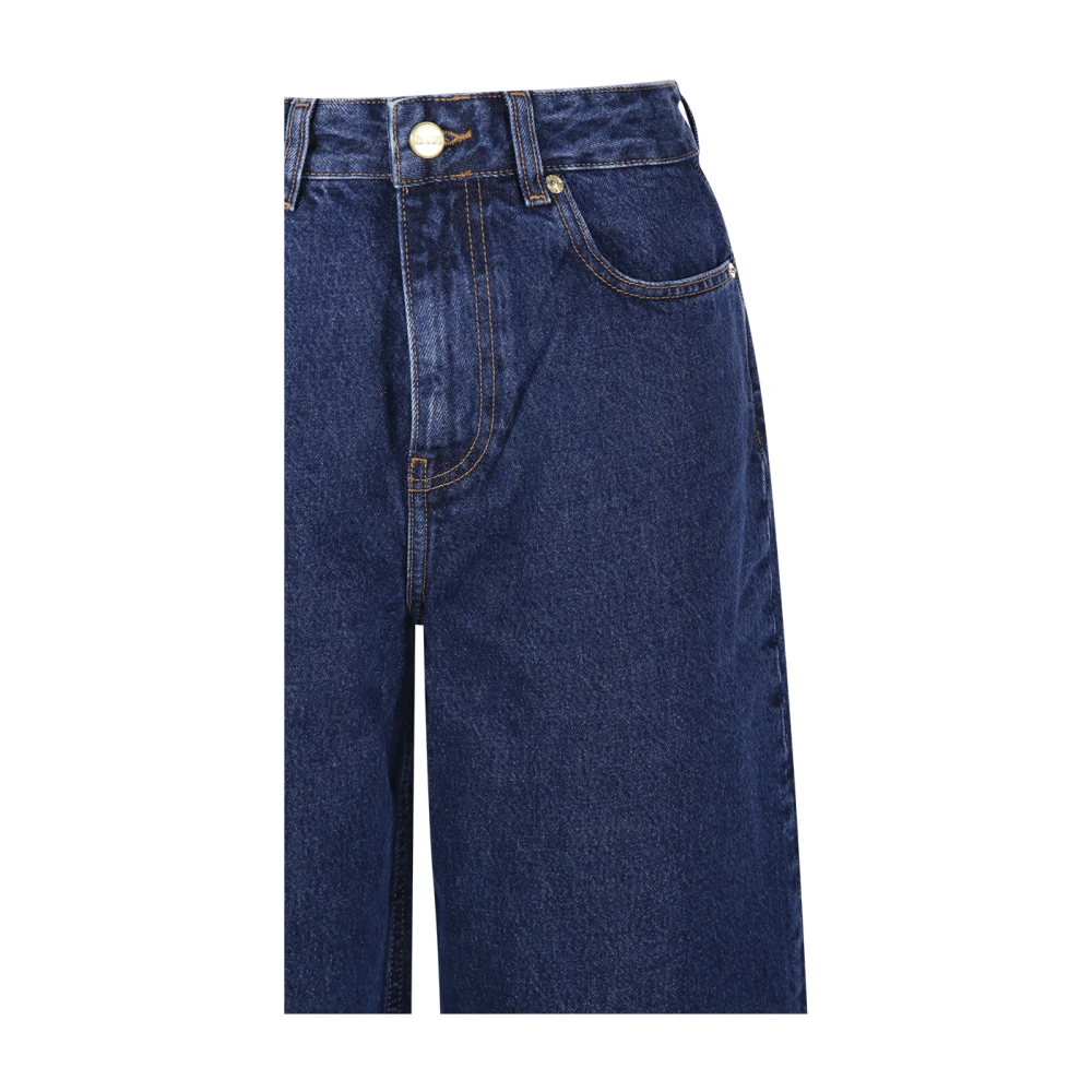 Ganni Donkerblauwe Rigid Denim Jeans Blue Dames