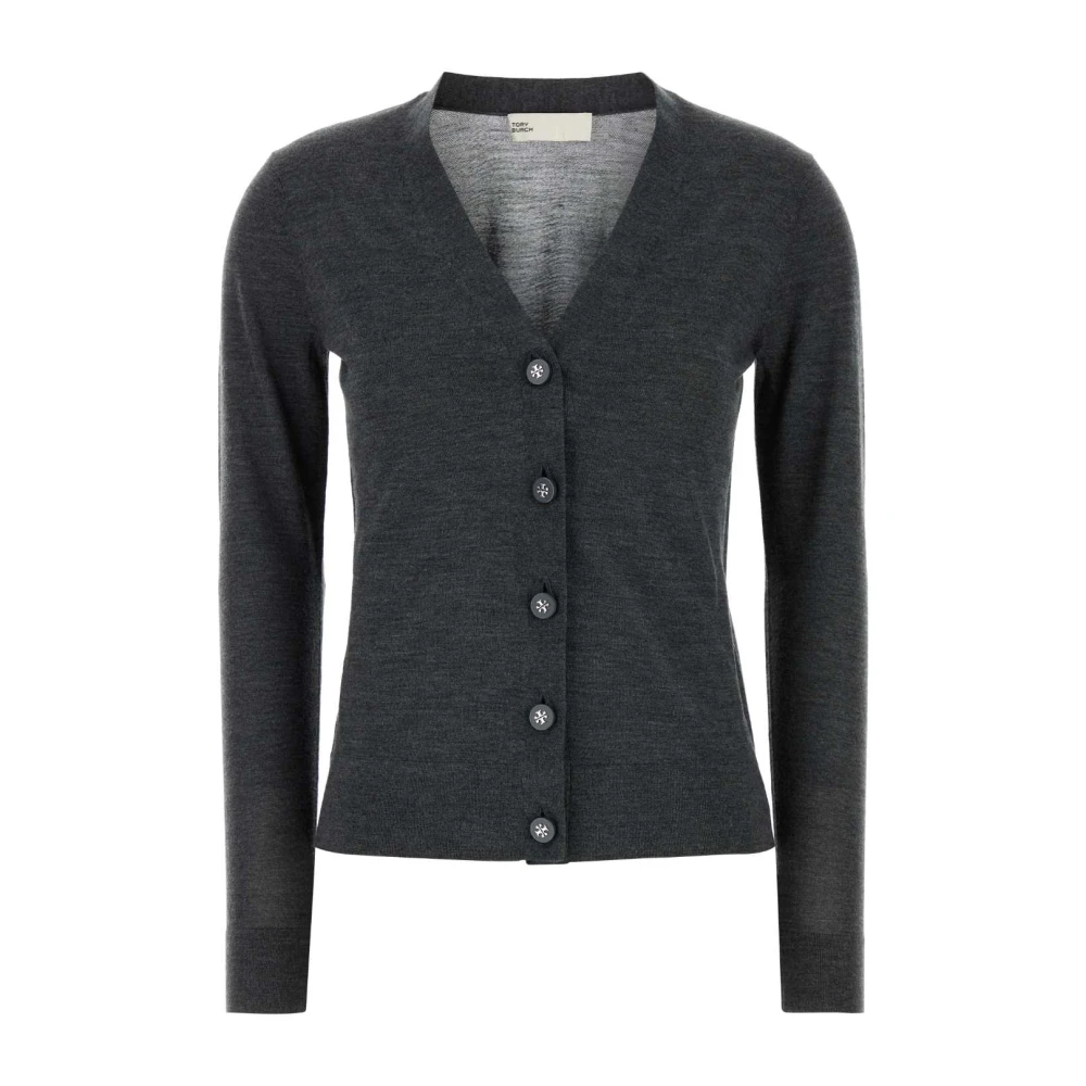 TORY BURCH Donkergrijze Wollen Blend Vest Gray Dames