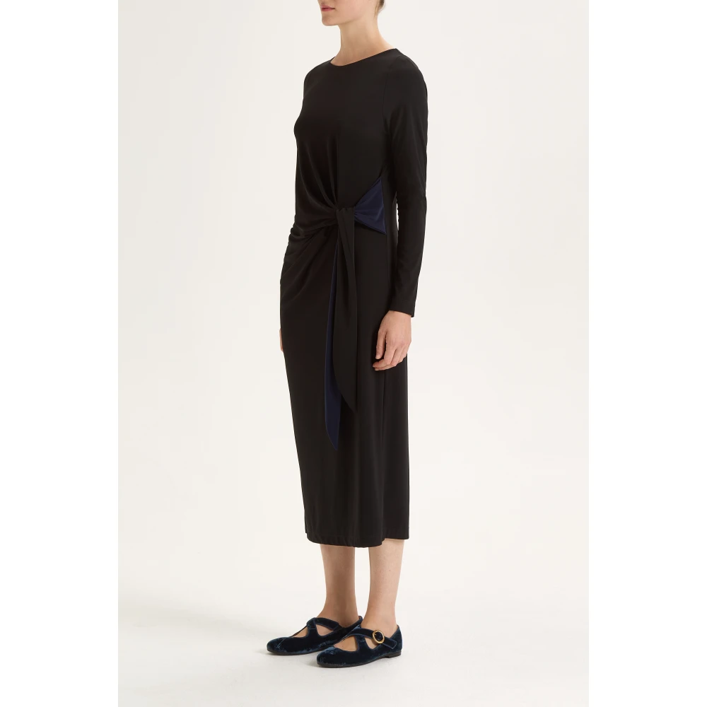 Maliparmi Vrouwelijke V-hals Jersey Jurk Black Dames