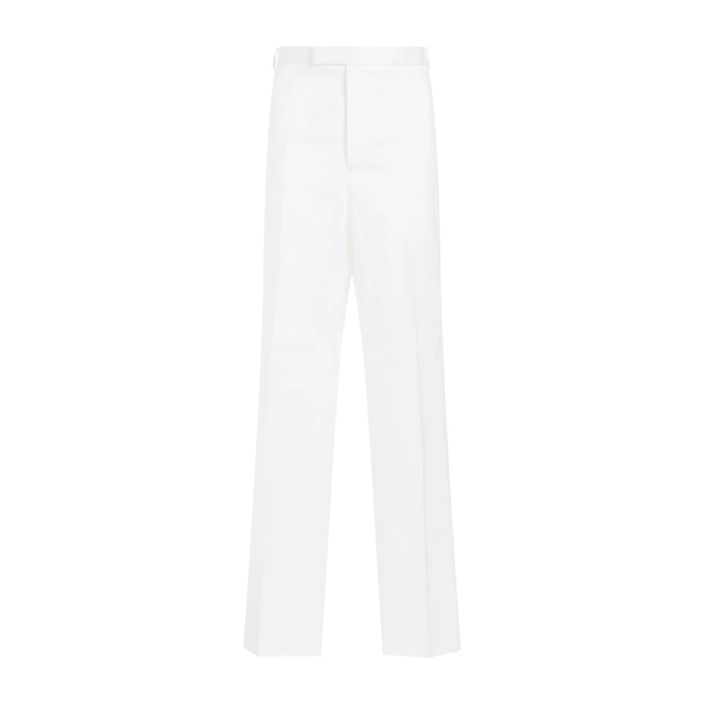 Thom Browne Men's White Cotton Twill Chino Trousers