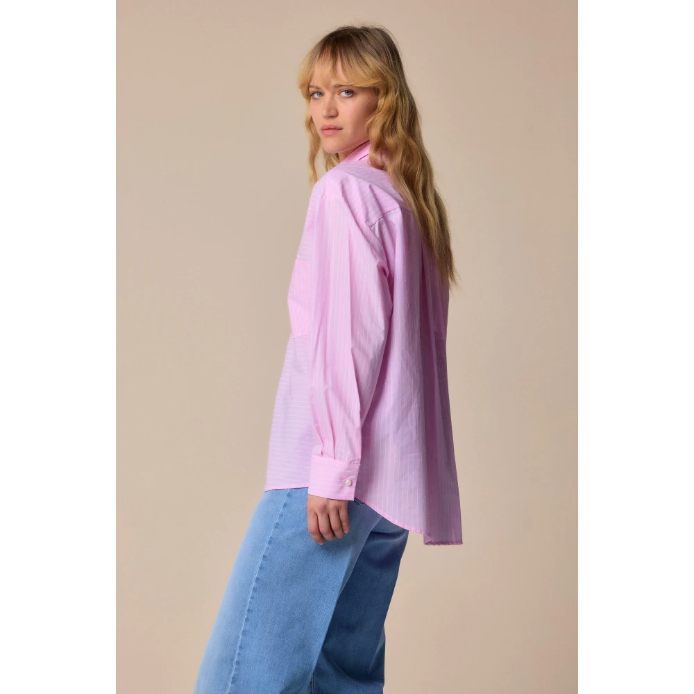 Kocca Gestreepte roze shirt met lange mouwen Purple Dames