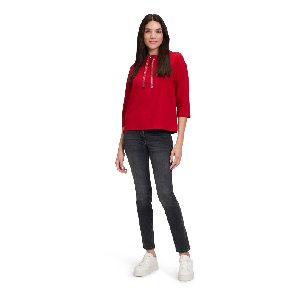 Betty Barclay Glitterend Sweatshirt met Hoge Kraag Red Dames