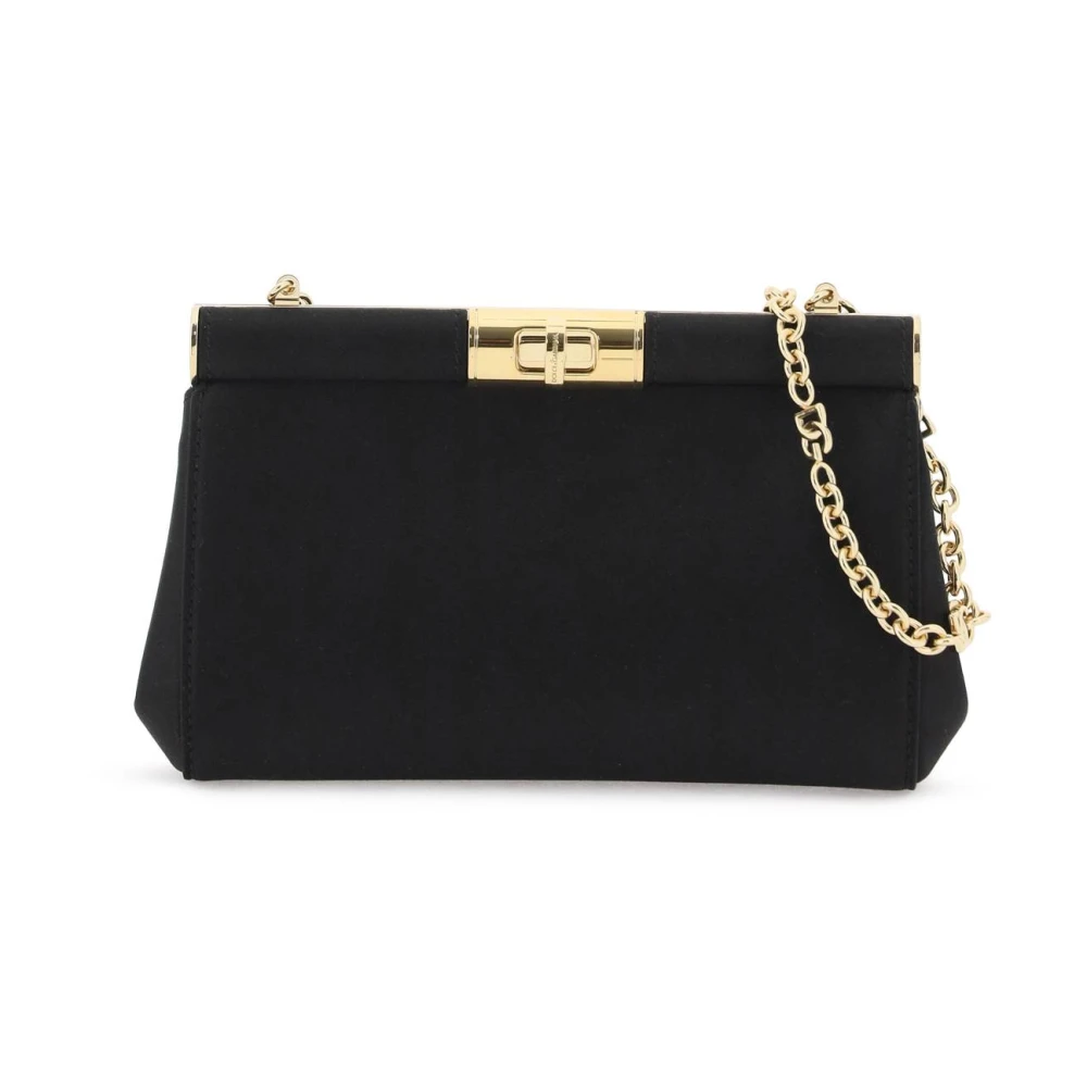 Dolce & Gabbana Sidensatin Twist Lock Clutch Black, Dam