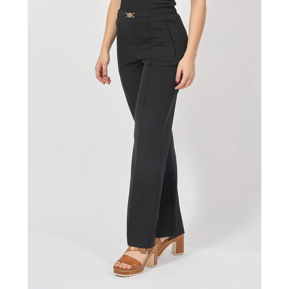 Fracomina Zwarte Bootcut Broek met Gouden Applicaties Black Dames