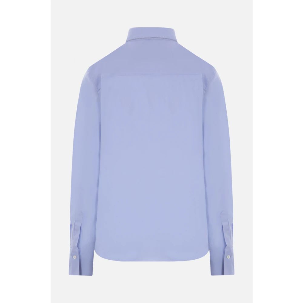 BRUNELLO CUCINELLI Lichtblauw Katoenen Stretch Overhemd Blue Dames