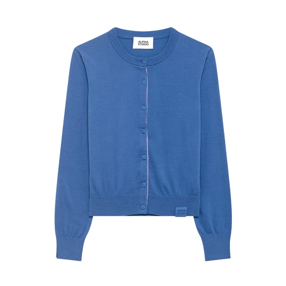 Alpha Studio Women's Blue Cardigans, Xl, Maglia Rebecca M/Lunghe