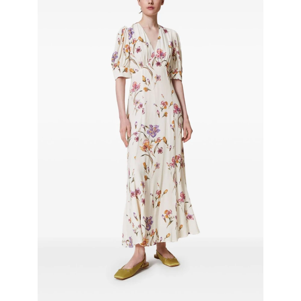 Twinset Witte Jurk Elegantie Grijs Chic Multicolor Dames