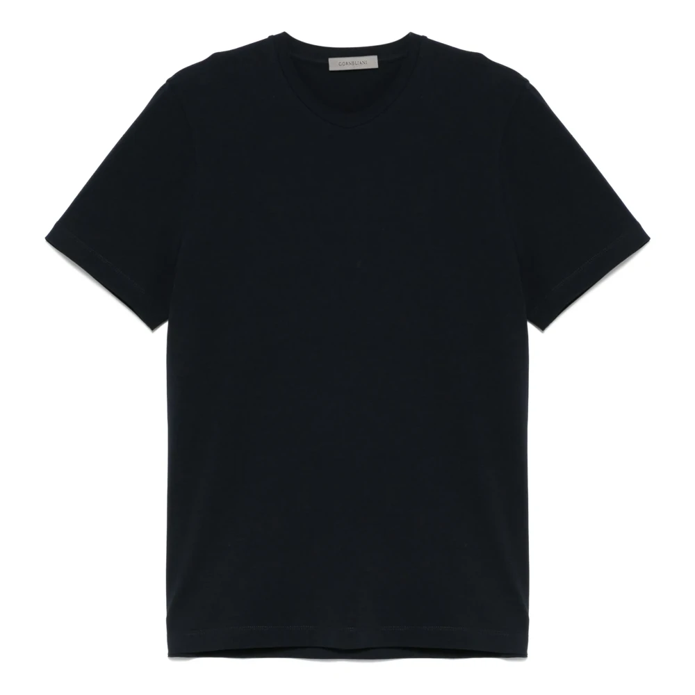 Corneliani Stretch Katoen Logo T-Shirt Blue Heren