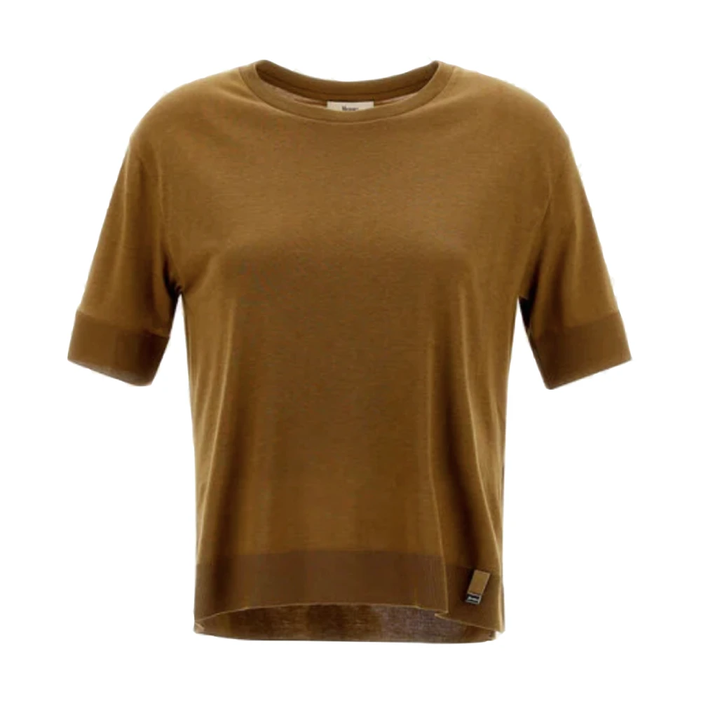Herno Glam Knit Effect Katoenen T-shirt Brown Dames