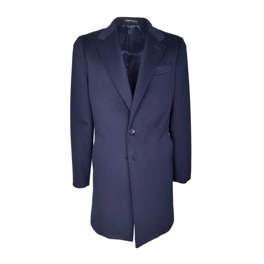 Made in Italia Blauwe Wol Eenrijige Jas Blue Heren