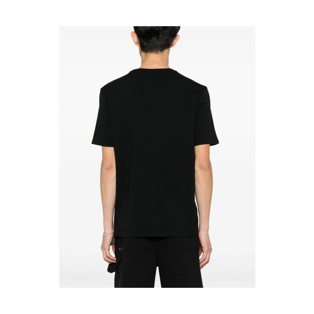 Maison Kitsuné Zwarte Katoenen T-shirt met Vos Patch Black Heren