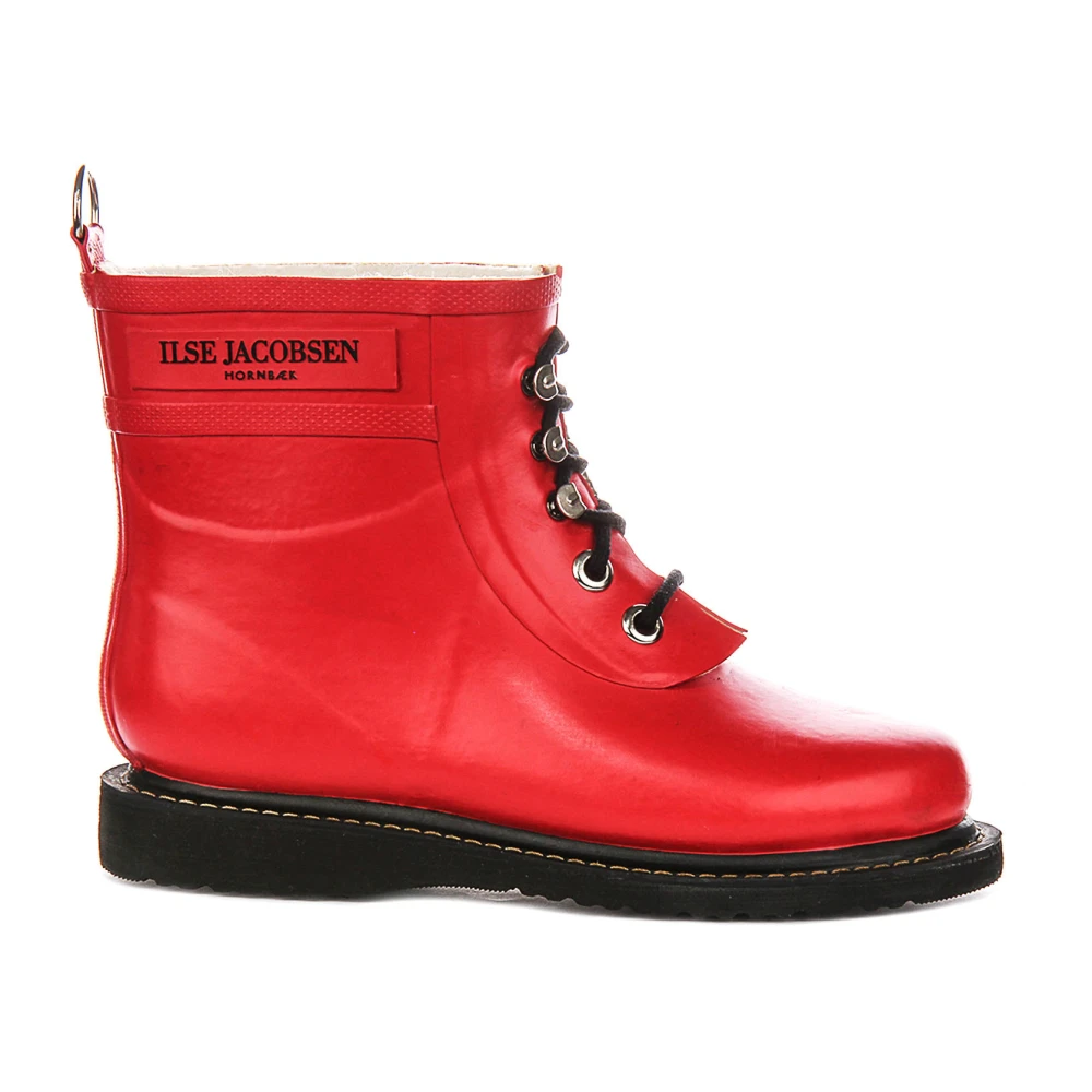Ilse Jacobsen Hornbæk , Lace-Up Boots, Female, Red, 9 Uk, Rub2 Rubber Ankle Boots