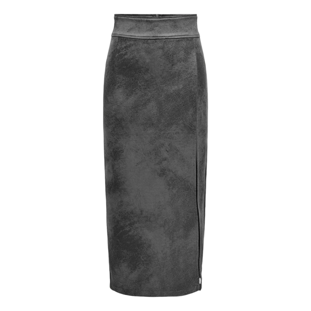 Only Grijze Rits Rok Herfst Winter Imitatieleer Gray Dames