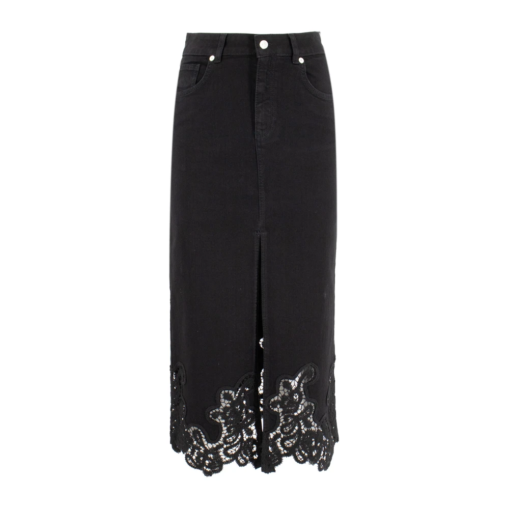 Ermanno Scervino Bloemenkant Lange Rok Black Dames