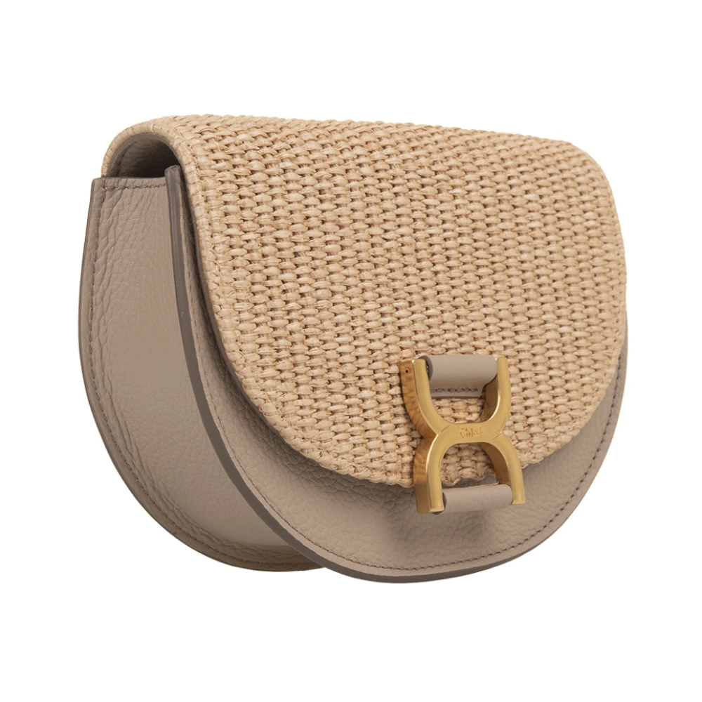 Chloé Raffia Flap Mini Tas Bruin Brown Dames