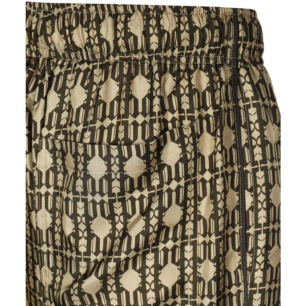 Palm Angels Zijden pyjamabroek met logoprint Beige Heren