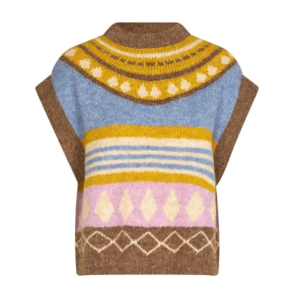 Lollys Laundry Kleurrijke Gebreide Vest Dictell Stijl Multicolor Dames