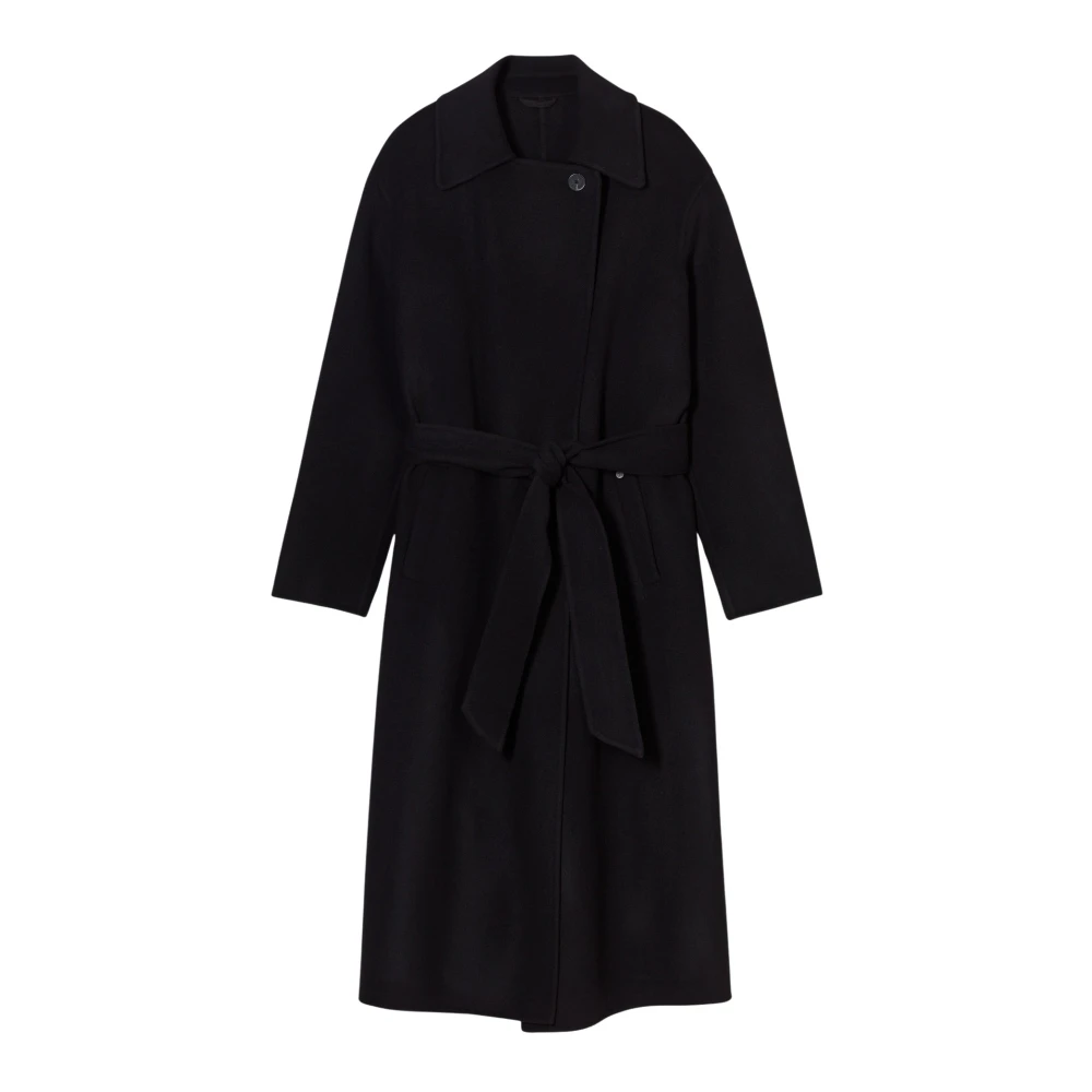 Closed Jas van dubbele stof met riem en zijzakken Black Dames