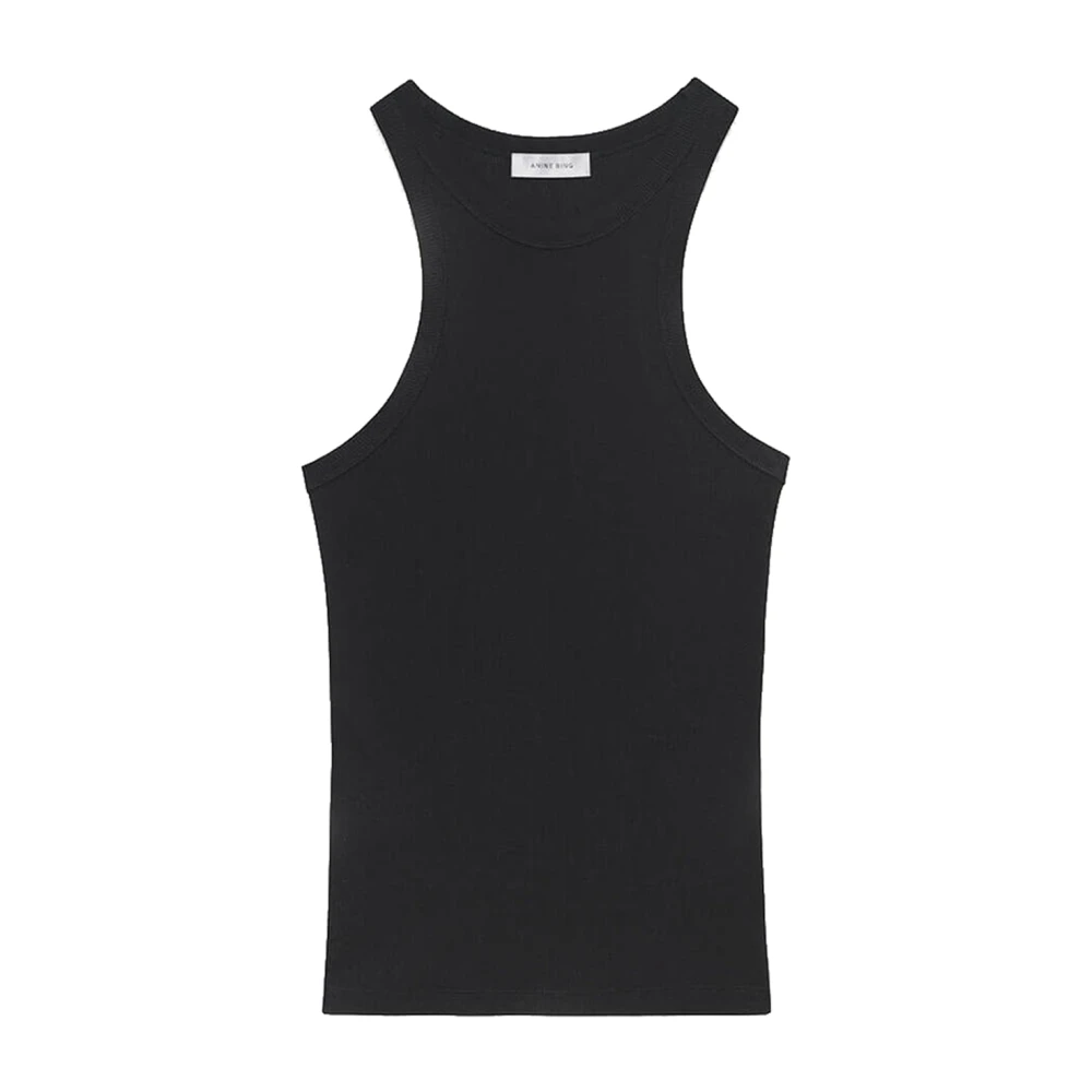 Anine Bing Eva Geribbelde Top Black Dames